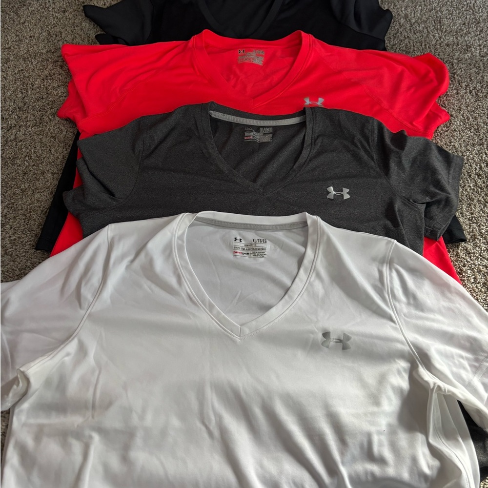 Under Armour womans v- Neck Shirt - pink, 2 gray, White - All 4 in sale